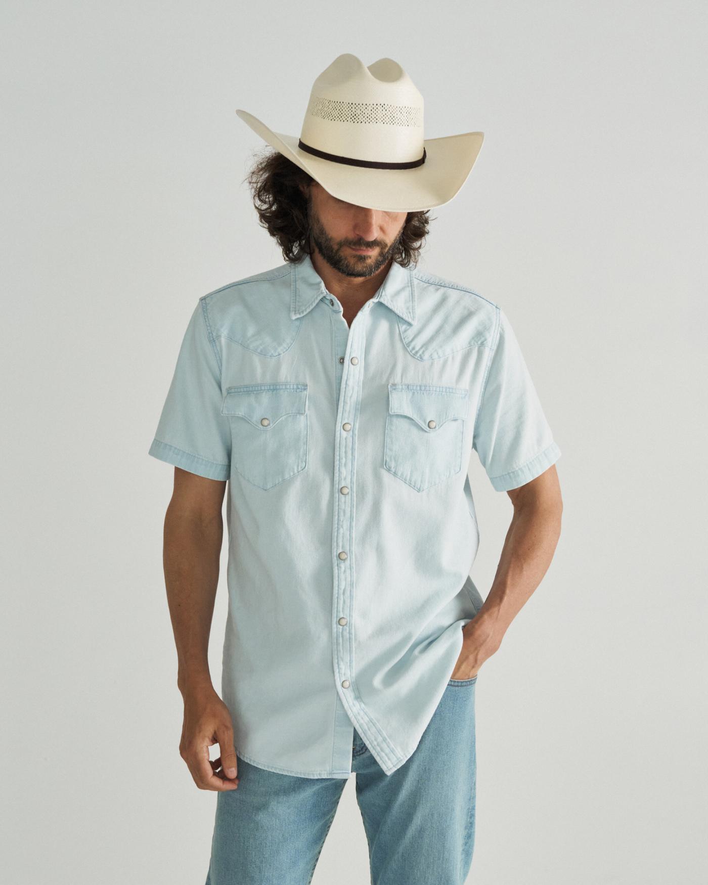 Men's Short Sleeve Denim Pearl Snap - Image 2