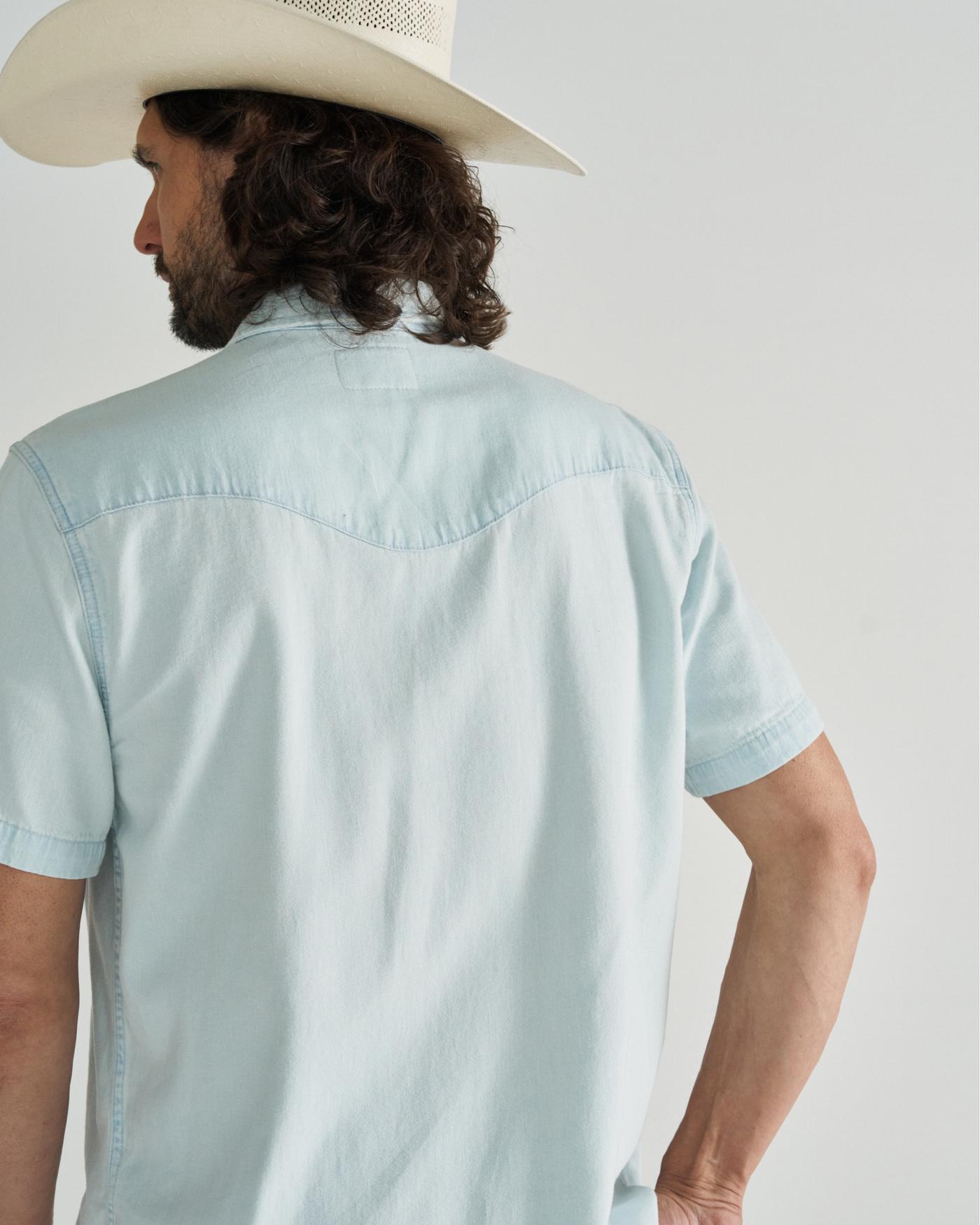 Men's Short Sleeve Denim Pearl Snap - Image 3
