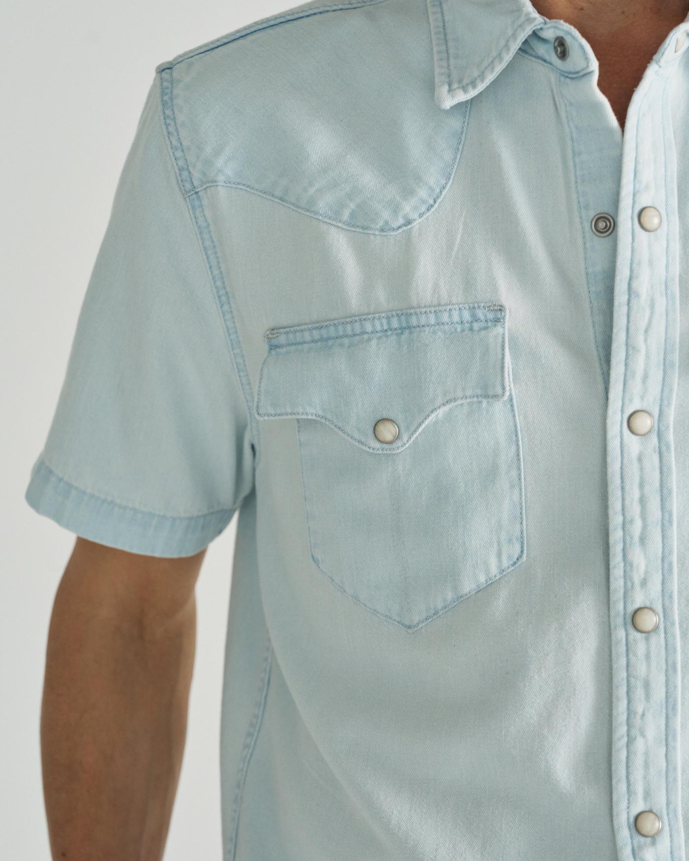 Men's Short Sleeve Denim Pearl Snap - Image 4