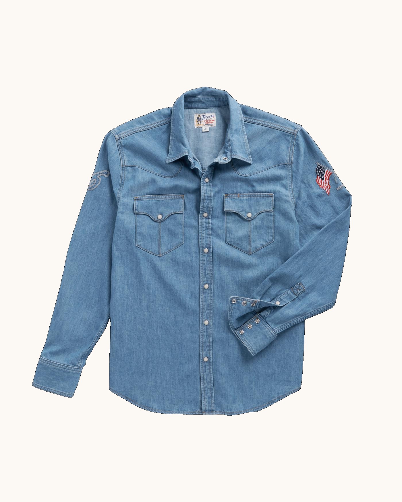 Men's Denim Long Sleeve Pearl Snap - Image 7