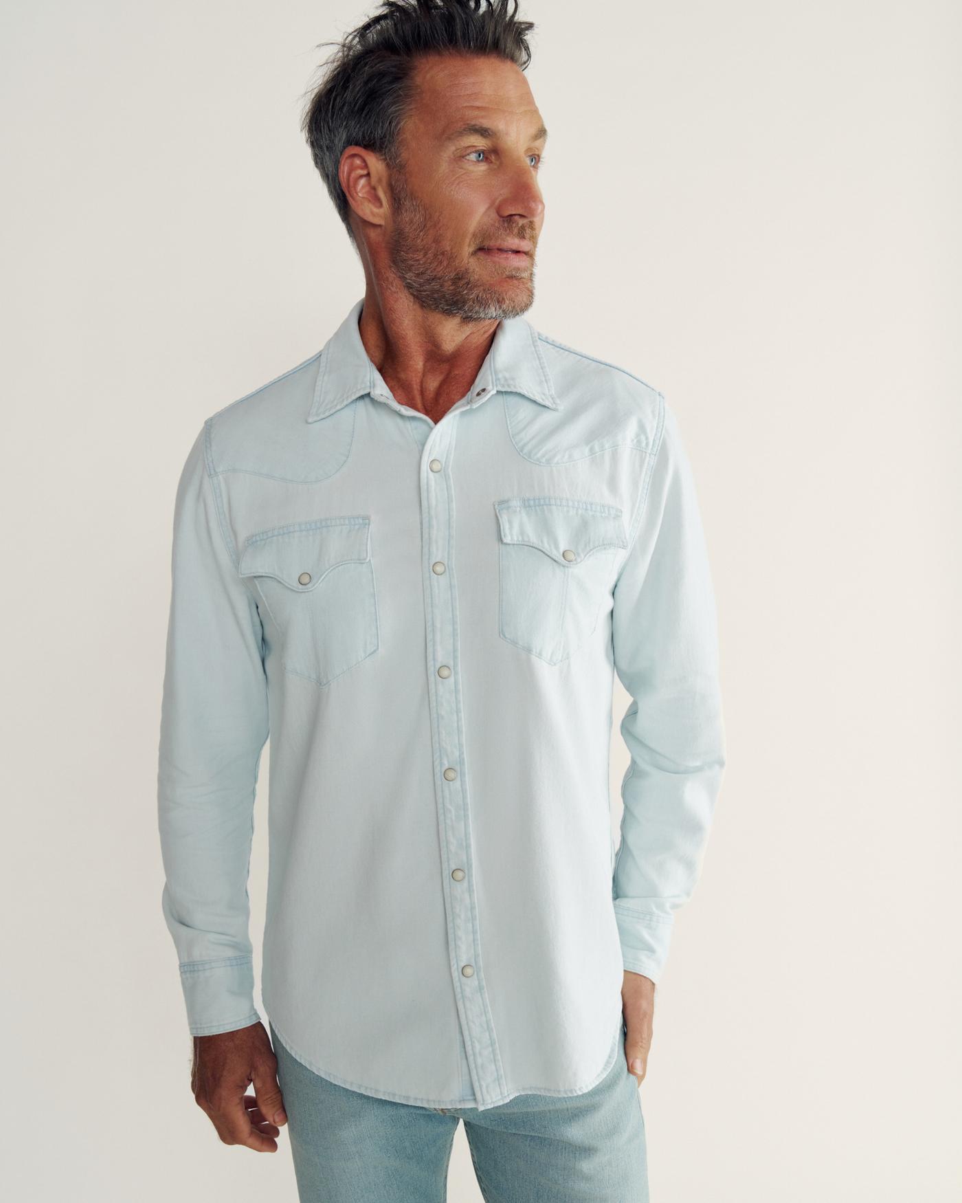 Men's Denim Long Sleeve Pearl Snap - Image 2