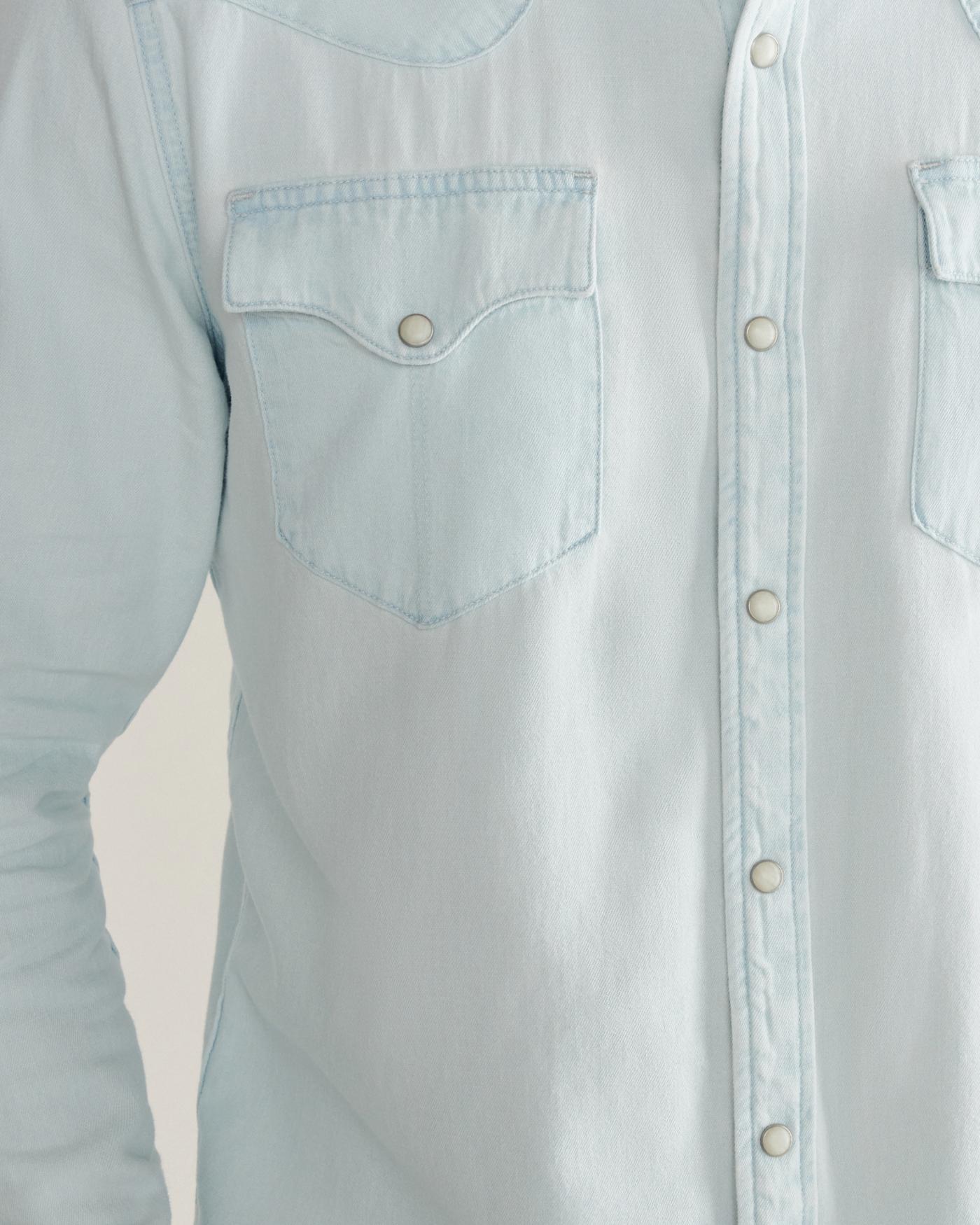 Men's Denim Long Sleeve Pearl Snap - Image 4