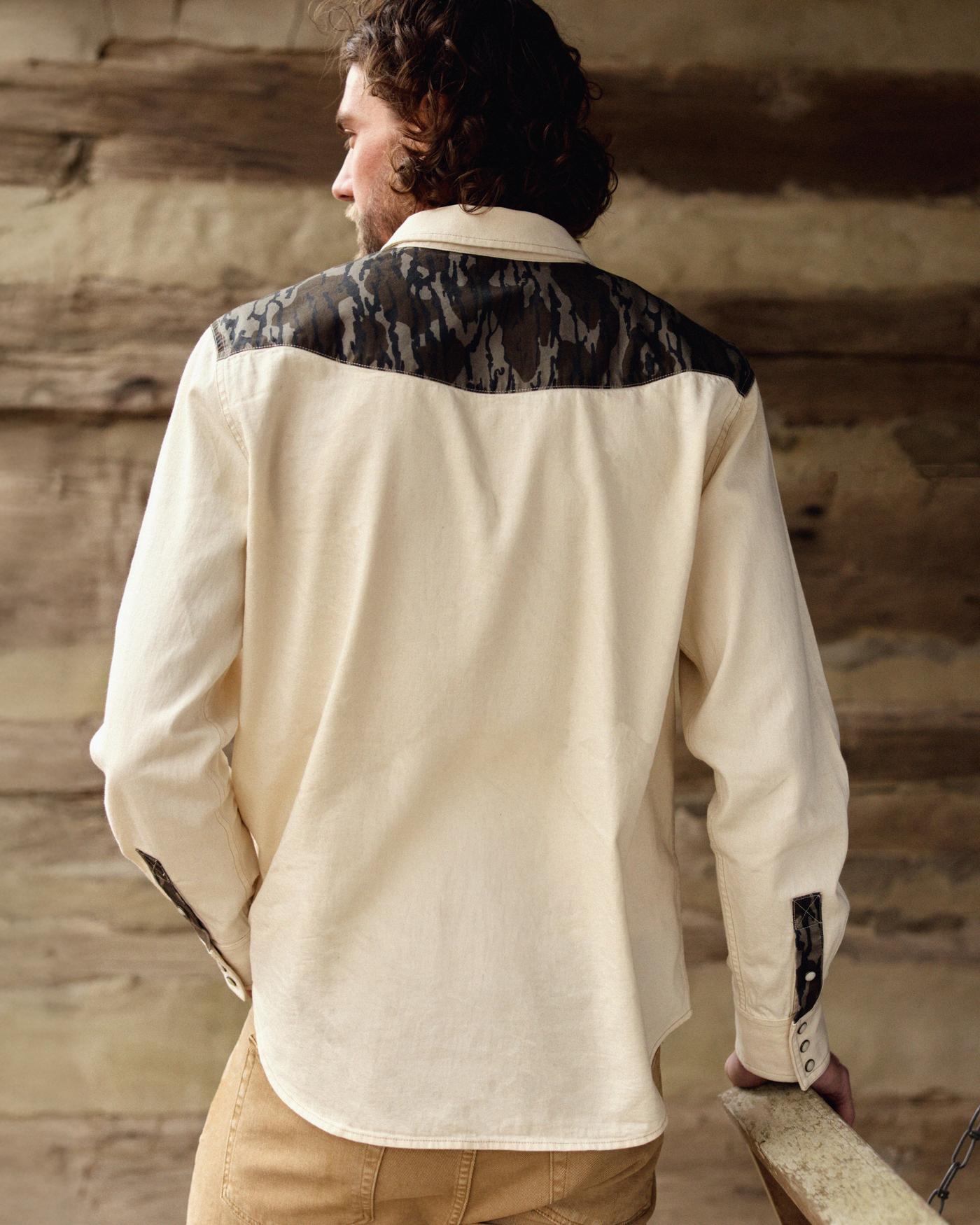 Men's Tecovas x Mossy Oak Long Sleeve Denim Pearl Snap - Image 3