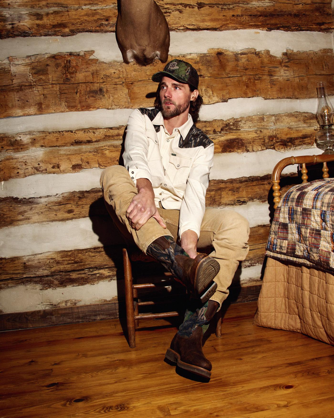 Men's Tecovas x Mossy Oak Long Sleeve Denim Pearl Snap - Image 5