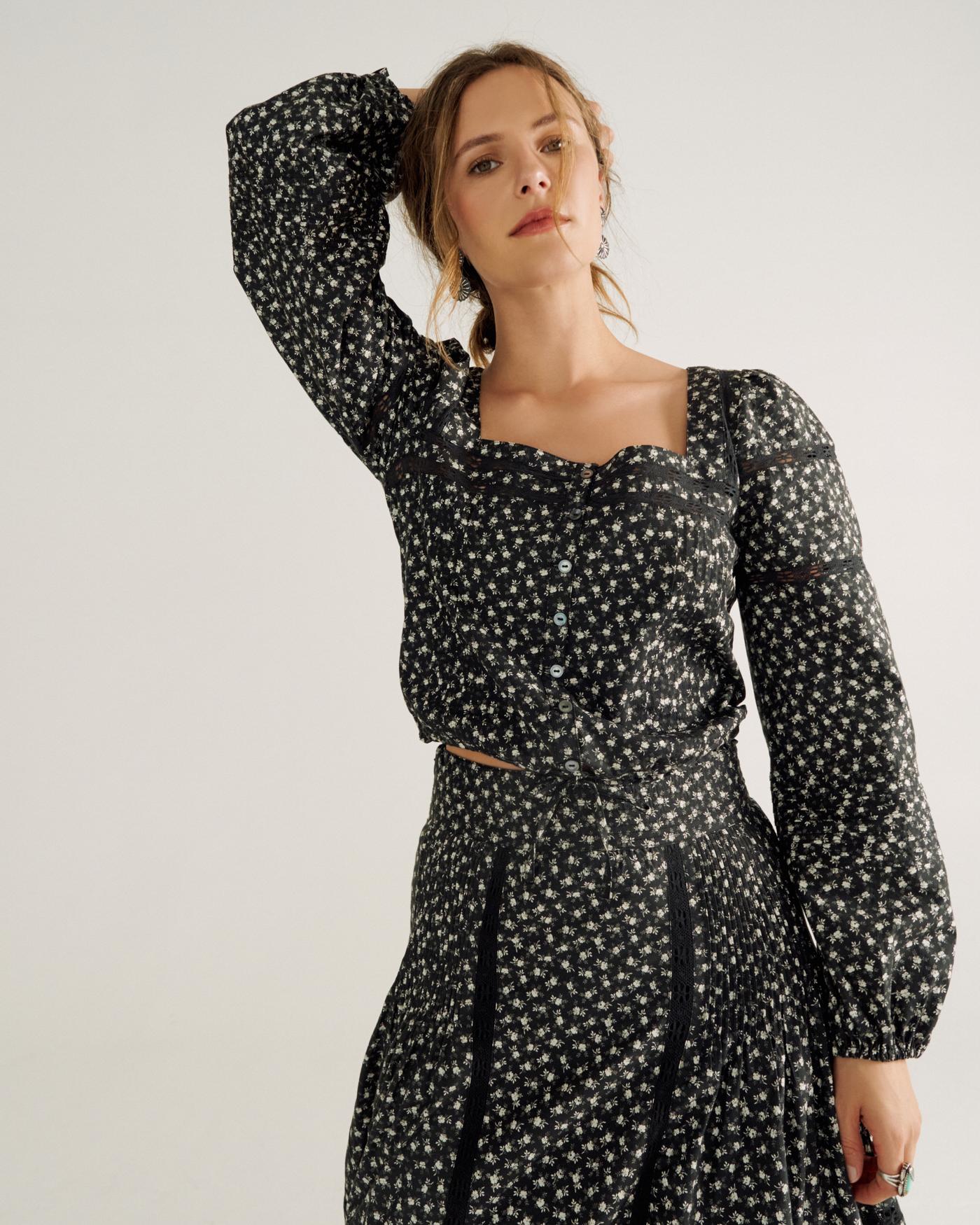 Women's Long Sleeve Cotton Poplin Top