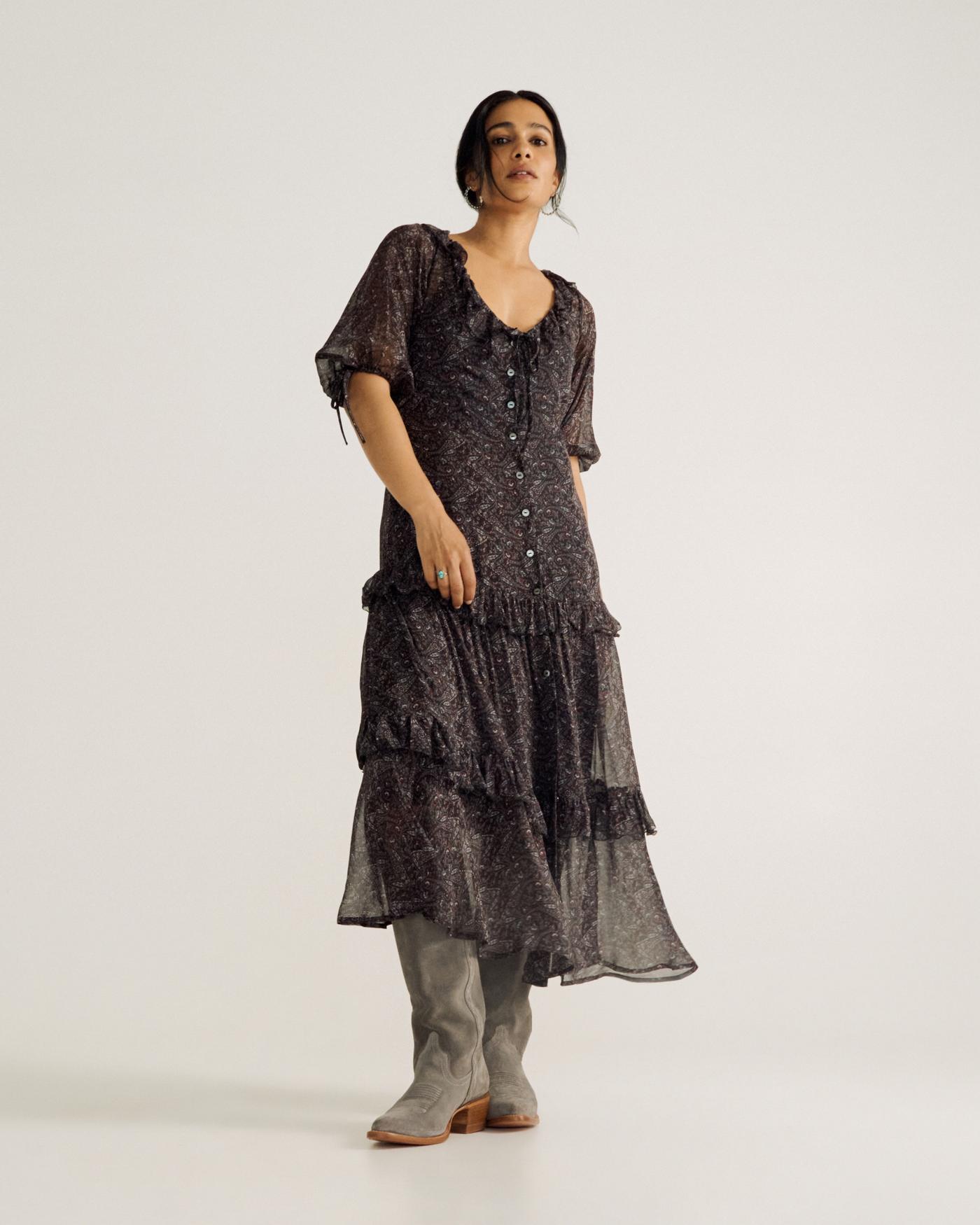 Women's Elbow-Length Maxi Dress